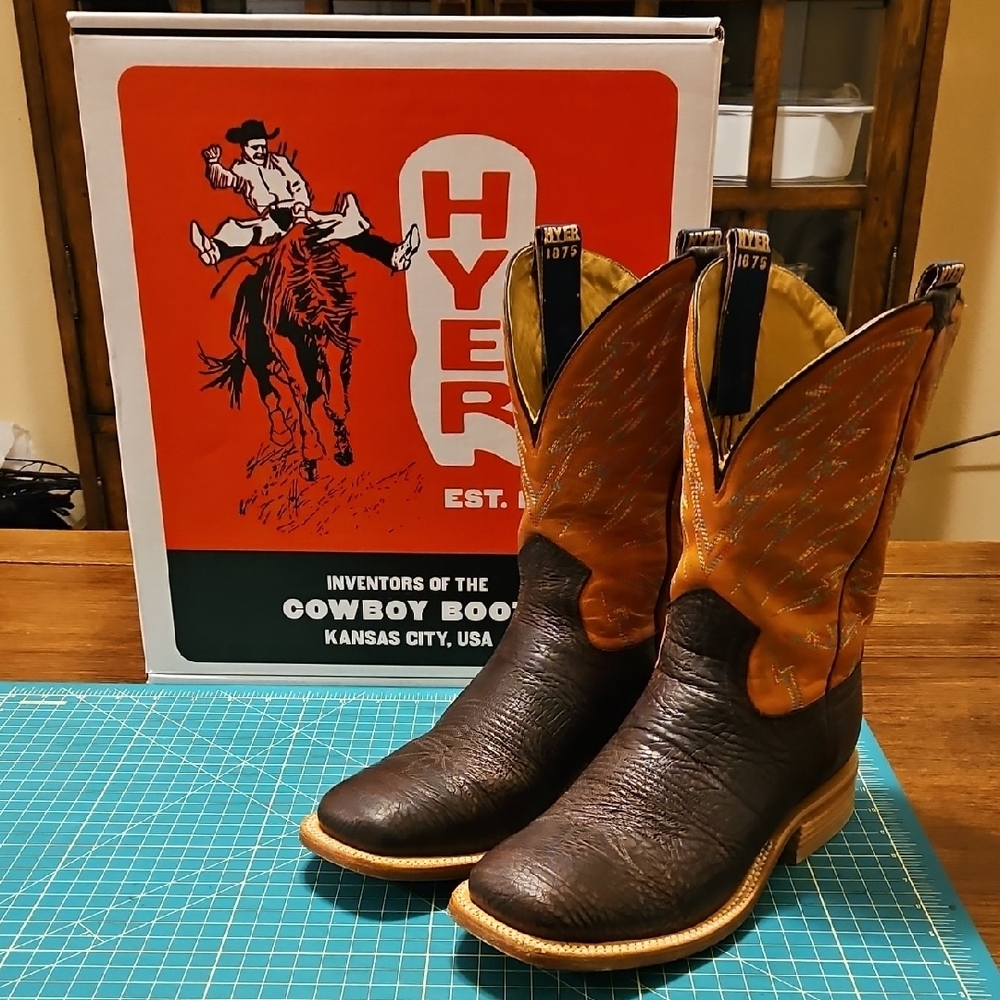 Hyer Brown and Orange Cowboy Boots